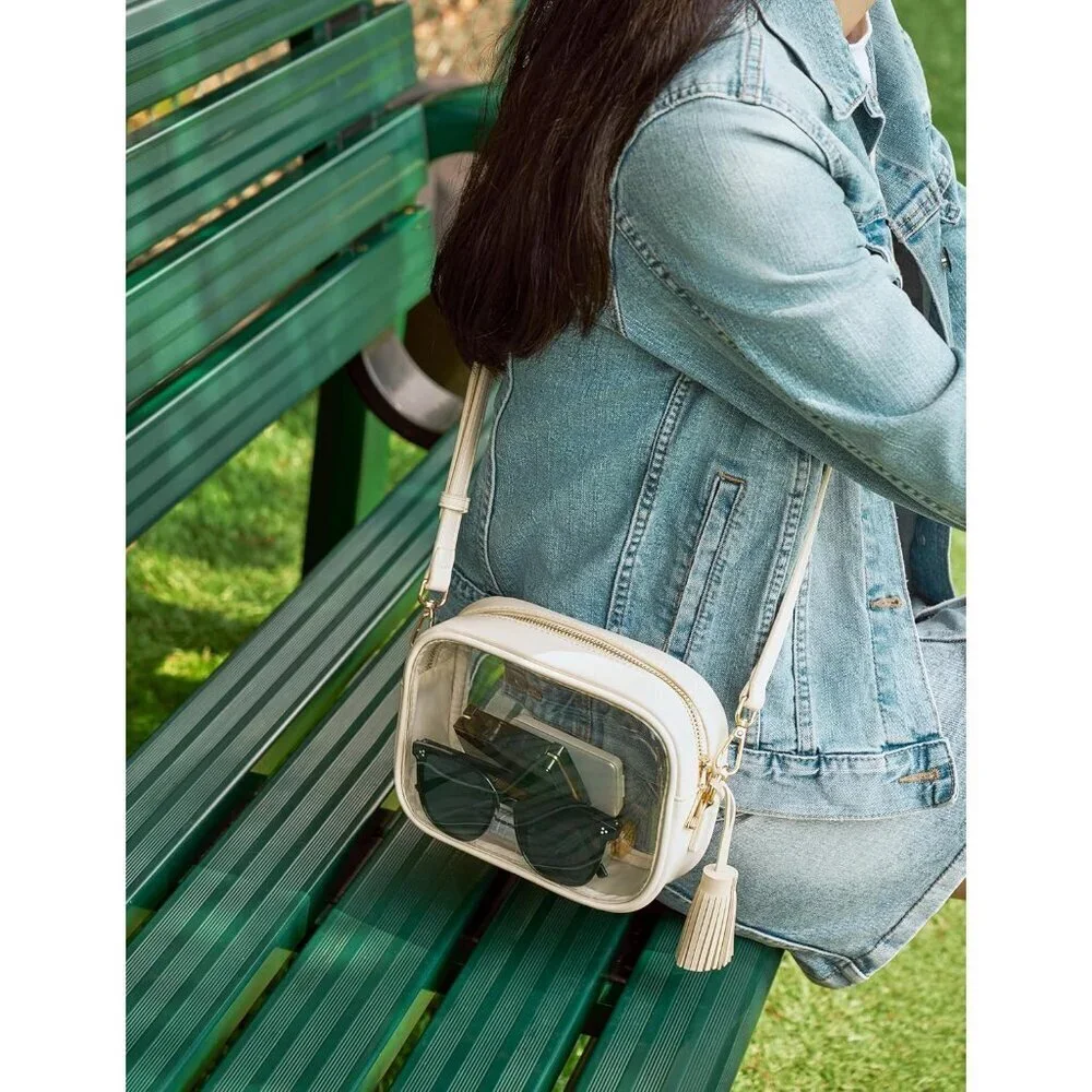 Clear Crossbody Bag PVC Small Stadium Approved Water-Resistant Women
